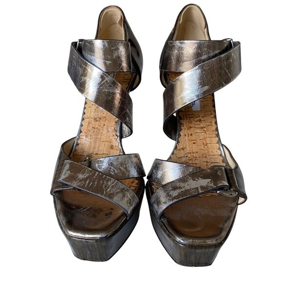 Oscar de La Renta Leather Stiletto Platform Heels EU38 US7.5 Glam Cocktail Party - Picture 2 of 13